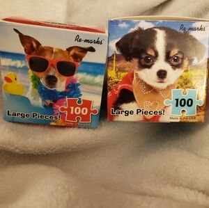 Set Of Two Re-Marks Large Piece Dog Themed Jigsaw Puzzles 100 Pieces Made In USA